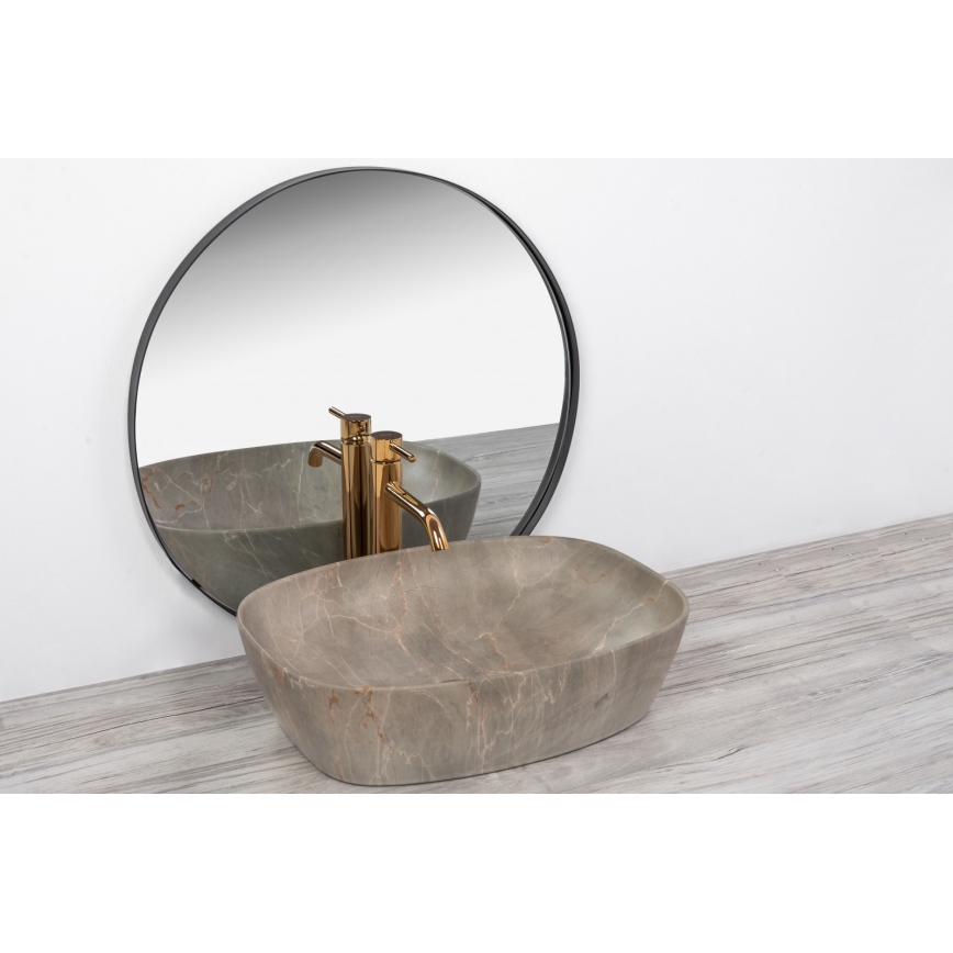 REA-U6647 - Umivaonik na ploču FREJA 39,5x51 cm keramika/siva/mramorni dekor