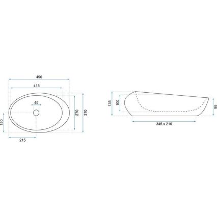 REA-U6649 - Umivaonik na ploču ROXY 31x49 cm keramika/imitacija kamena