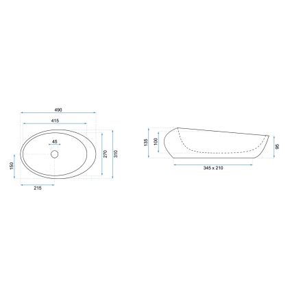 REA-U6651 - Nadgradni umivaonik ROXY 31x49 cm keramika/siva/imitacija kamena