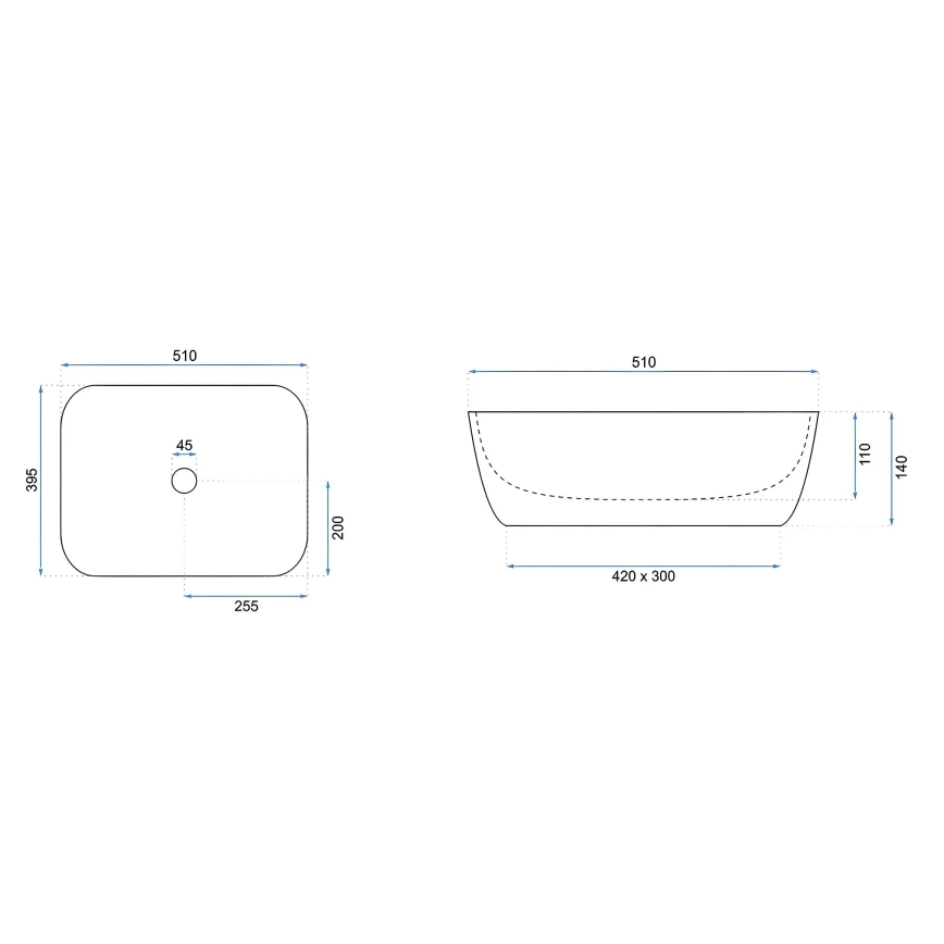 REA-U6689 - Umivaonik na ploču FREJA 39,5x51 cm keramika/bež/imitacija kamena