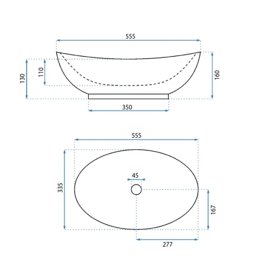REA-U6801 - Nadgradni umivaonik KATE 33,5x55,5 cm keramika/sjajna bijela