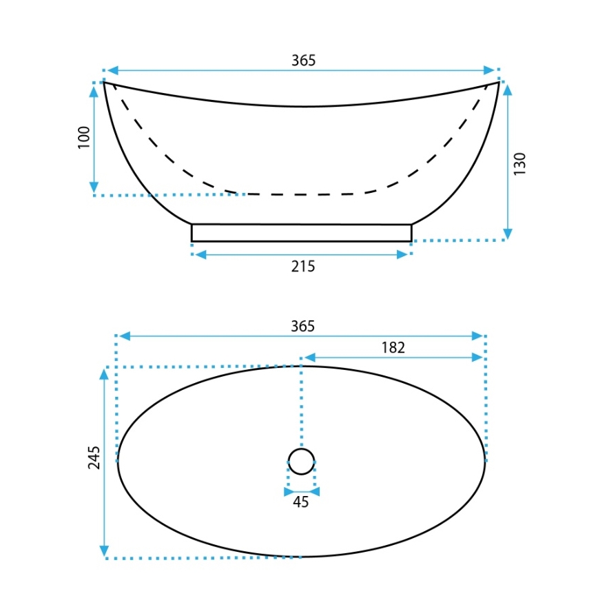 REA-U6803 - Umivaonik za radnu ploču KATE 24,5x36,5 cm keramika/sjajna bijela