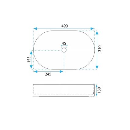 REA-U7342 - Umivaonik na ploču VANDA 31x49 cm keramika/bež/imitacija kamena