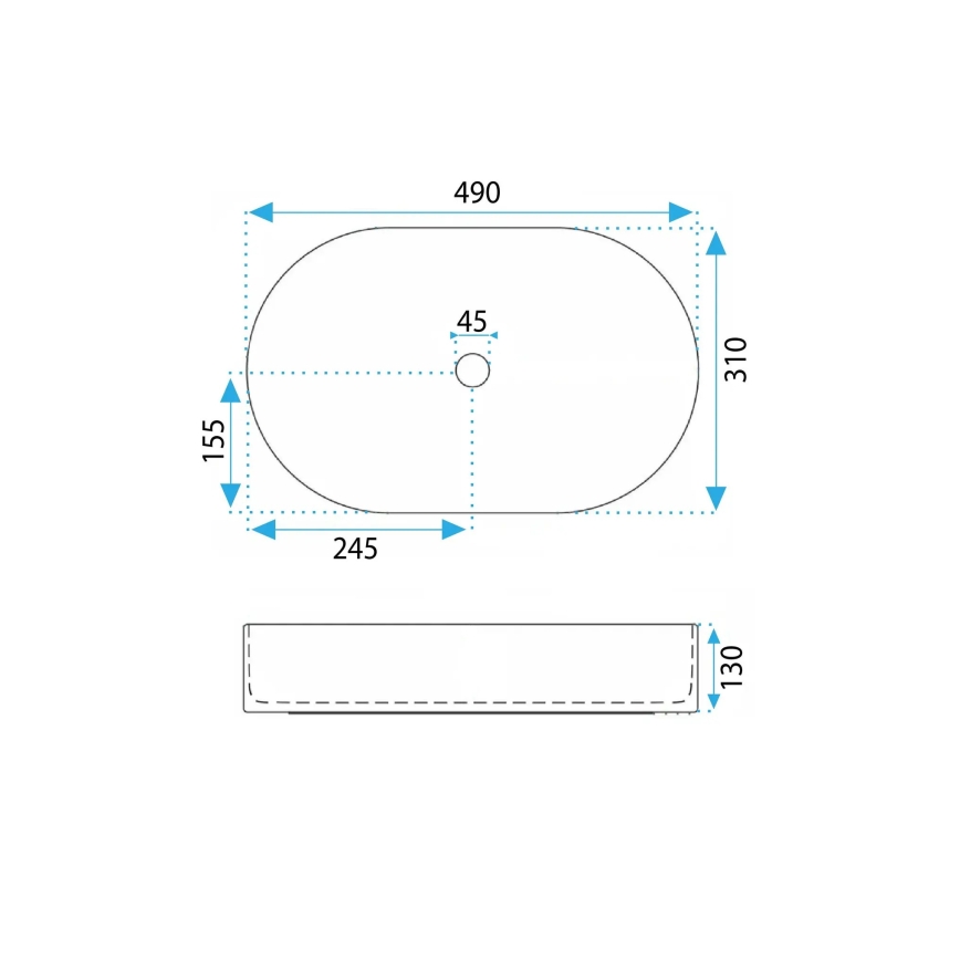REA-U7342 - Umivaonik na ploču VANDA 31x49 cm keramika/bež/imitacija kamena