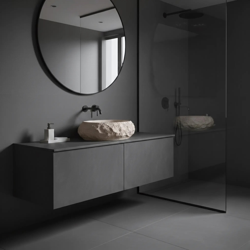 REA-U7347 - Umivaonik na ploču MIKA 38x50 cm bež/imitacija kamena