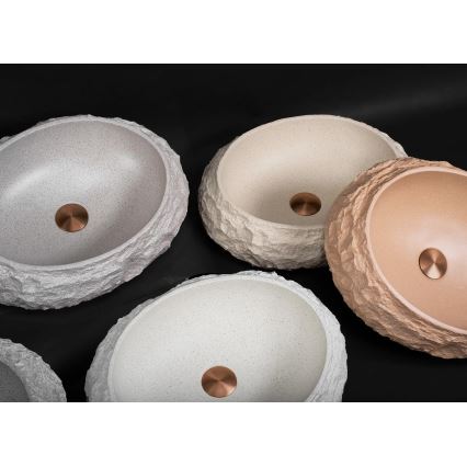 REA-U7347 - Umivaonik na ploču MIKA 38x50 cm bež/imitacija kamena