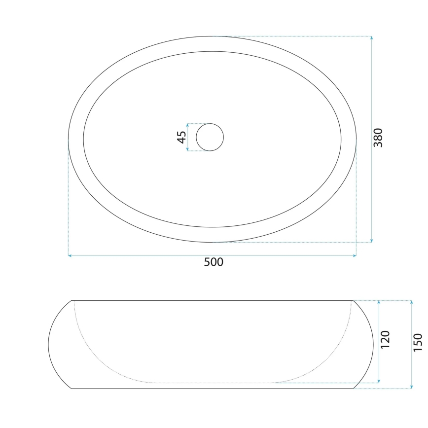 REA-U7347 - Umivaonik na ploču MIKA 38x50 cm bež/imitacija kamena