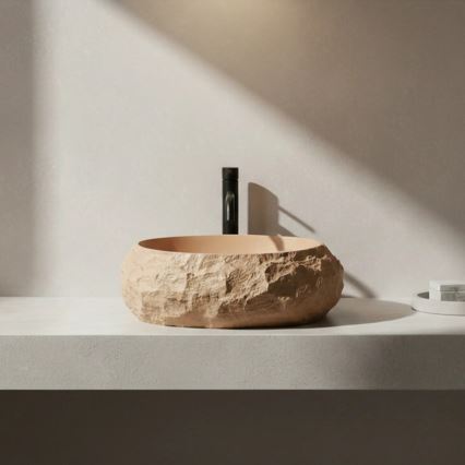 REA-U7348 - Nadpultni umivaonik MIKA 38x50 cm narančasta/bež/imitacija kamena