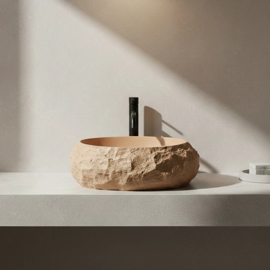 REA-U7348 - Nadpultni umivaonik MIKA 38x50 cm narančasta/bež/imitacija kamena