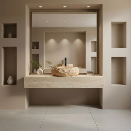 REA-U7348 - Nadpultni umivaonik MIKA 38x50 cm narančasta/bež/imitacija kamena