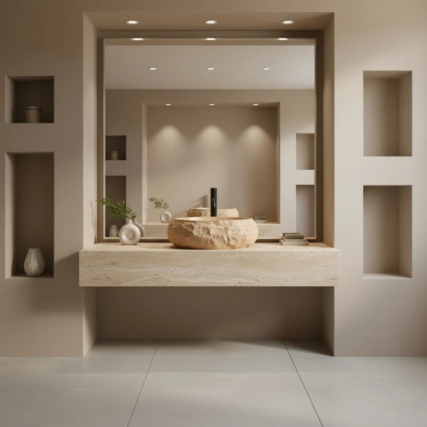 REA-U7348 - Nadpultni umivaonik MIKA 38x50 cm narančasta/bež/imitacija kamena