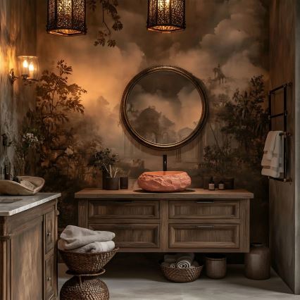 REA-U7349 - Umivaonik na ploču MIKA 38x50 cm narančasta/imitacija kamena