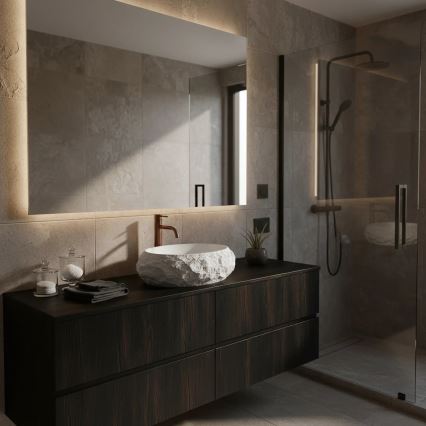 REA-U7350 - Umivaonik na ploču MIKA 38x50 cm bijeli/imitacija kamena