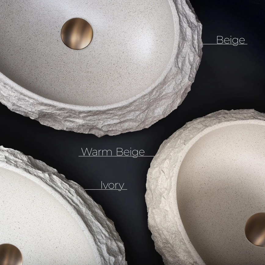 REA-U7350 - Umivaonik na ploču MIKA 38x50 cm bijeli/imitacija kamena