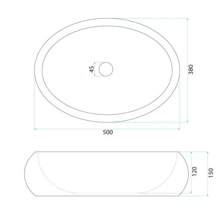 REA-U7350 - Umivaonik na ploču MIKA 38x50 cm bijeli/imitacija kamena