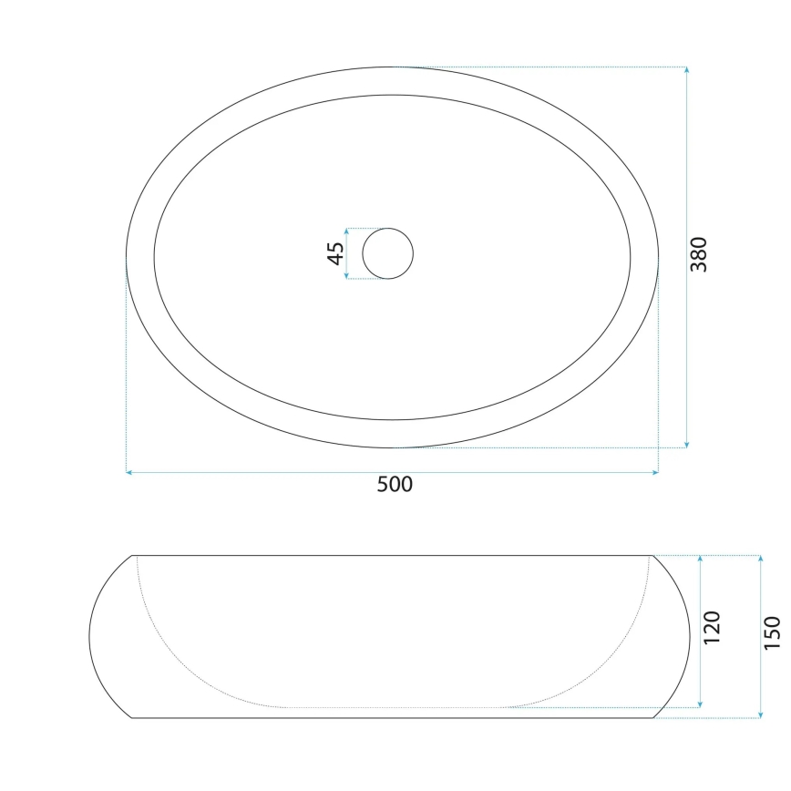REA-U7350 - Umivaonik na ploču MIKA 38x50 cm bijeli/imitacija kamena