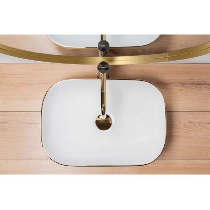 REA-U7422 - Umivaonik na ploču BELINDA 33x46,5 cm keramika/bijela/zlatna