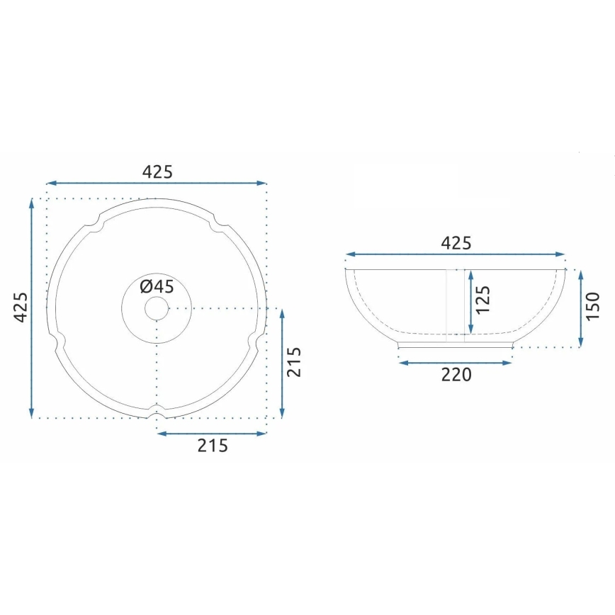 REA-U7504 - Nadpultni umivaonik FELICIA, promjer 42,5 cm, keramika/cvjetni uzor