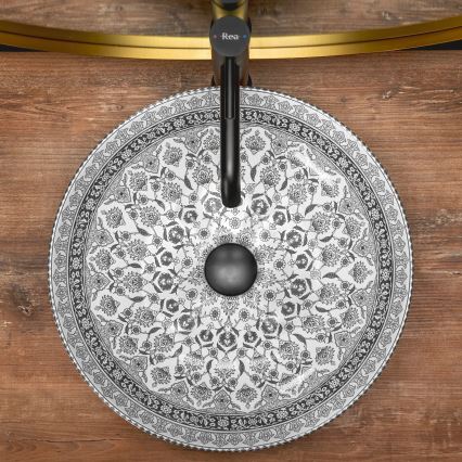 REA-U8002 - Nadgradni umivaonik ARTE 40 cm keramika/bijela/crna