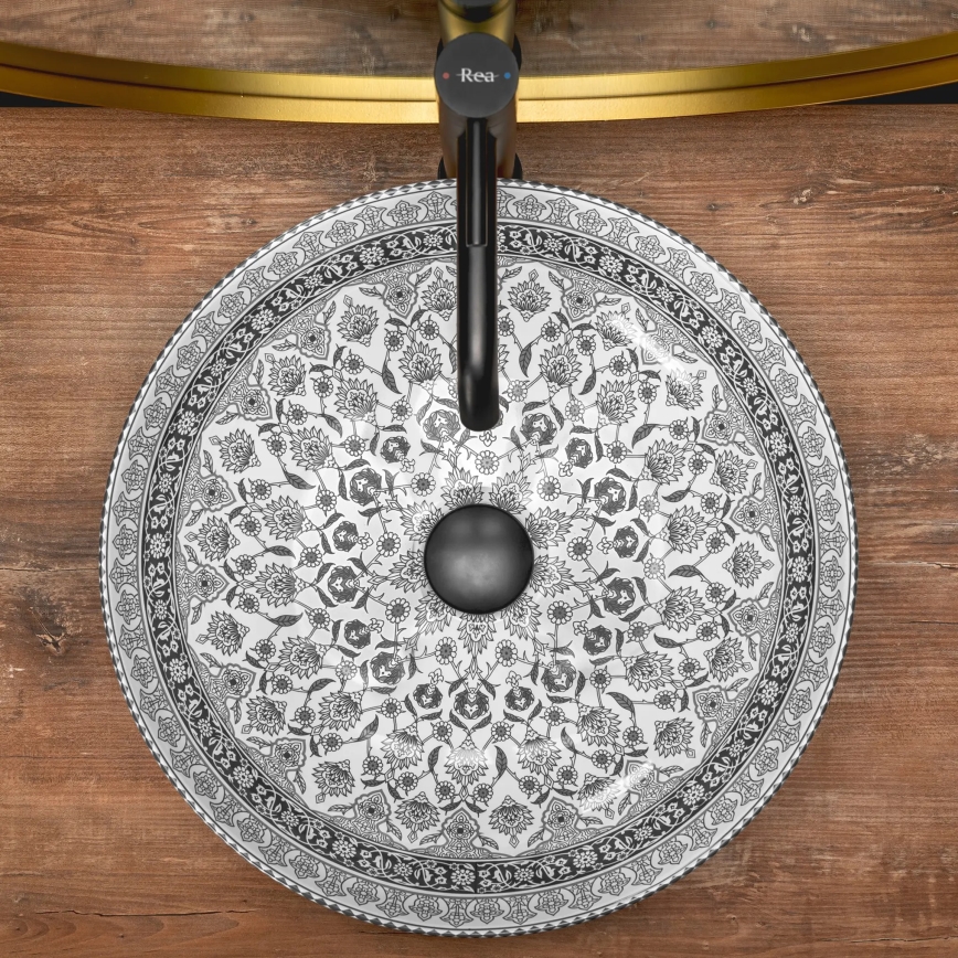 REA-U8002 - Nadgradni umivaonik ARTE 40 cm keramika/bijela/crna