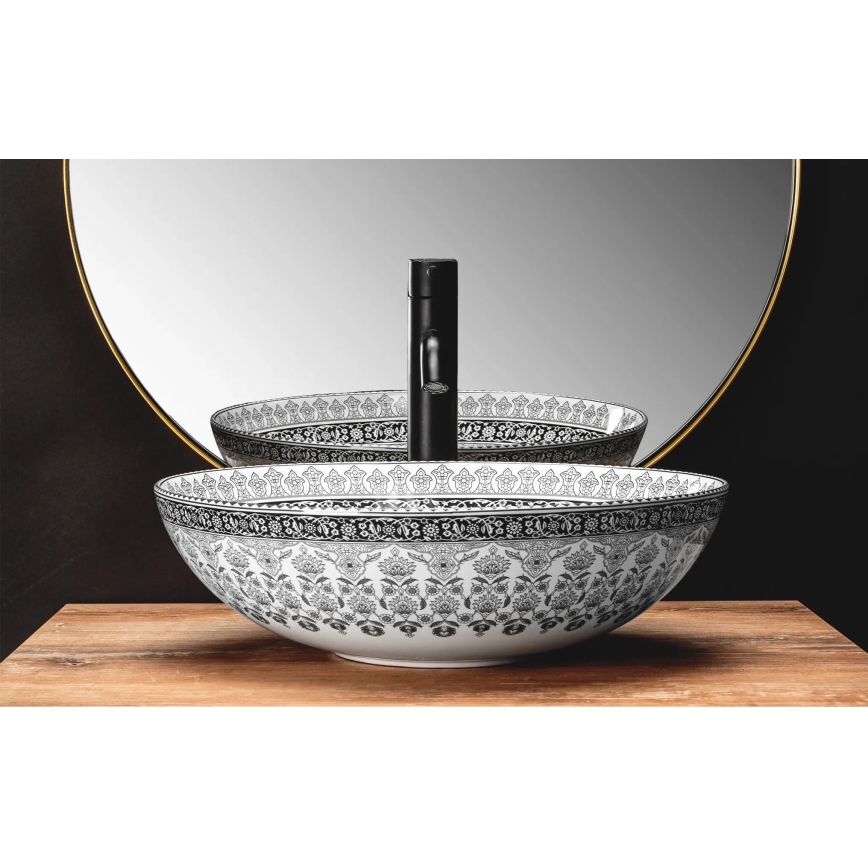 REA-U8002 - Nadgradni umivaonik ARTE 40 cm keramika/bijela/crna