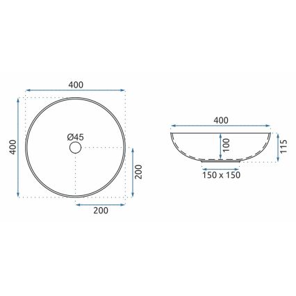 REA-U8002 - Nadgradni umivaonik ARTE 40 cm keramika/bijela/crna