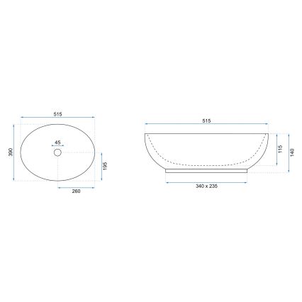 REA-U8198 - Umivaonik za ugradnju na ploču CAROLA SLIM 39x51,5 cm keramika/sjajna bijela