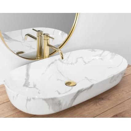 REA-U8403 - Umivaonik na ploču CLEO 41x81 cm keramika/dekor mramora