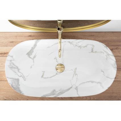 REA-U8403 - Umivaonik na ploču CLEO 41x81 cm keramika/dekor mramora