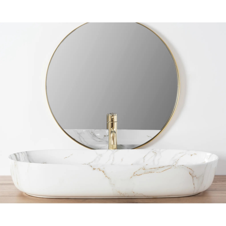 REA-U8404 - Umivaonik na ploču CLEO 41x81 cm keramika/bijela/mramorni dekor