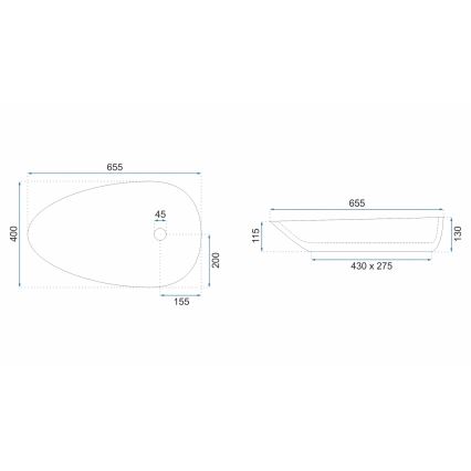 REA-U8537 - Nadgradni umivaonik GRETA 40x65,5 cm keramika/sjajna bijela