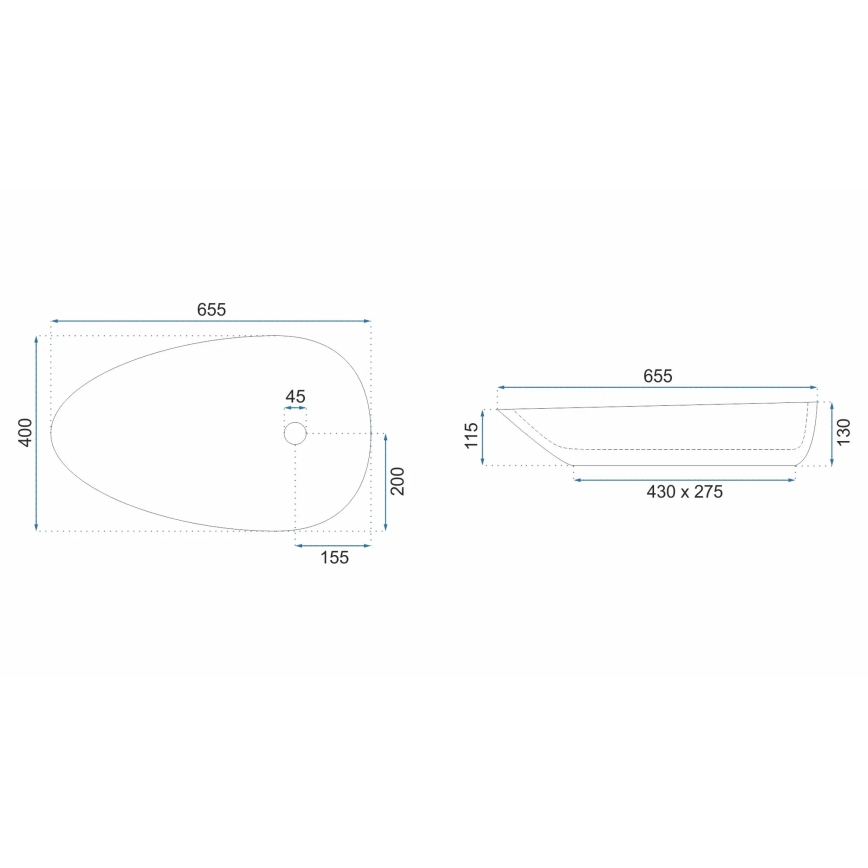 REA-U8537 - Nadgradni umivaonik GRETA 40x65,5 cm keramika/sjajna bijela