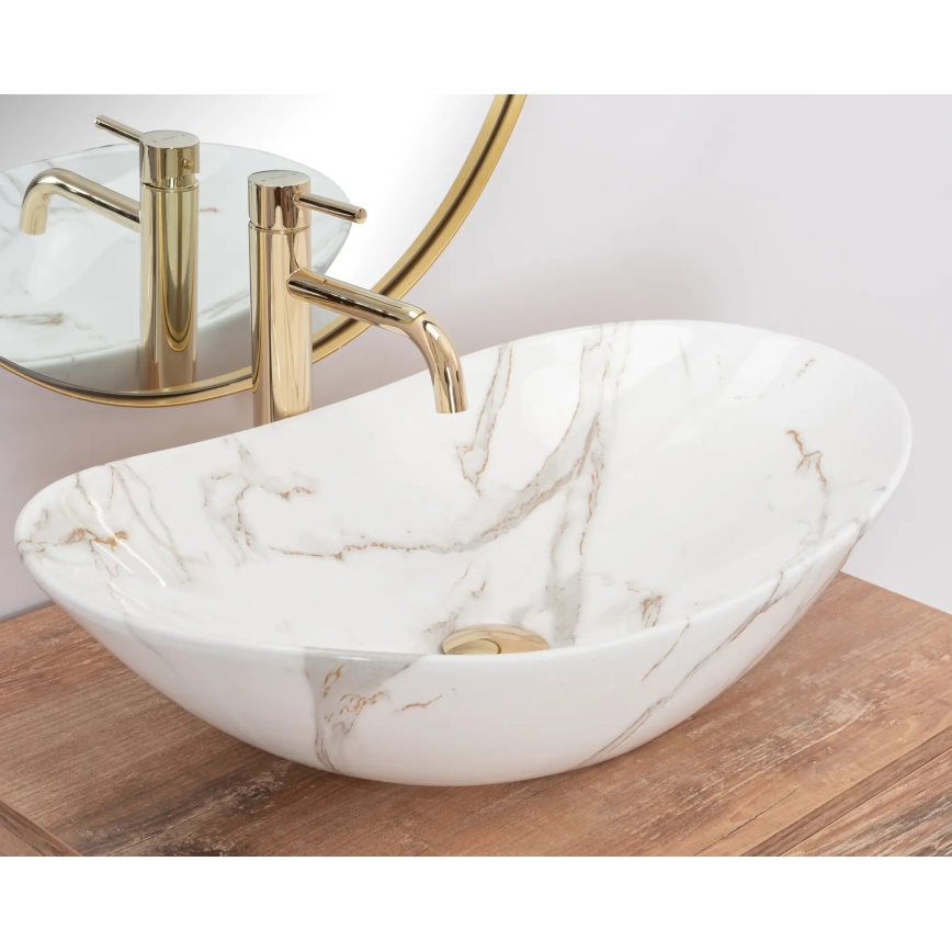 REA-U8548 - Nadgradni umivaonik ROYAL 36x60,5 cm keramika/mramorni dekor