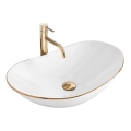 REA-U8570 - Umivaonik za postavljanje na pult ROYAL 36x62 cm keramika/sjajna bijela/zlatna