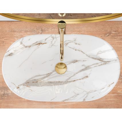 REA-U8597 - Umivaonik za ugradnju na radnu ploču ROYAL 36x62 cm keramika/dekor mramora