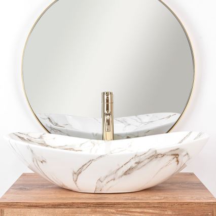 REA-U8597 - Umivaonik za ugradnju na radnu ploču ROYAL 36x62 cm keramika/dekor mramora