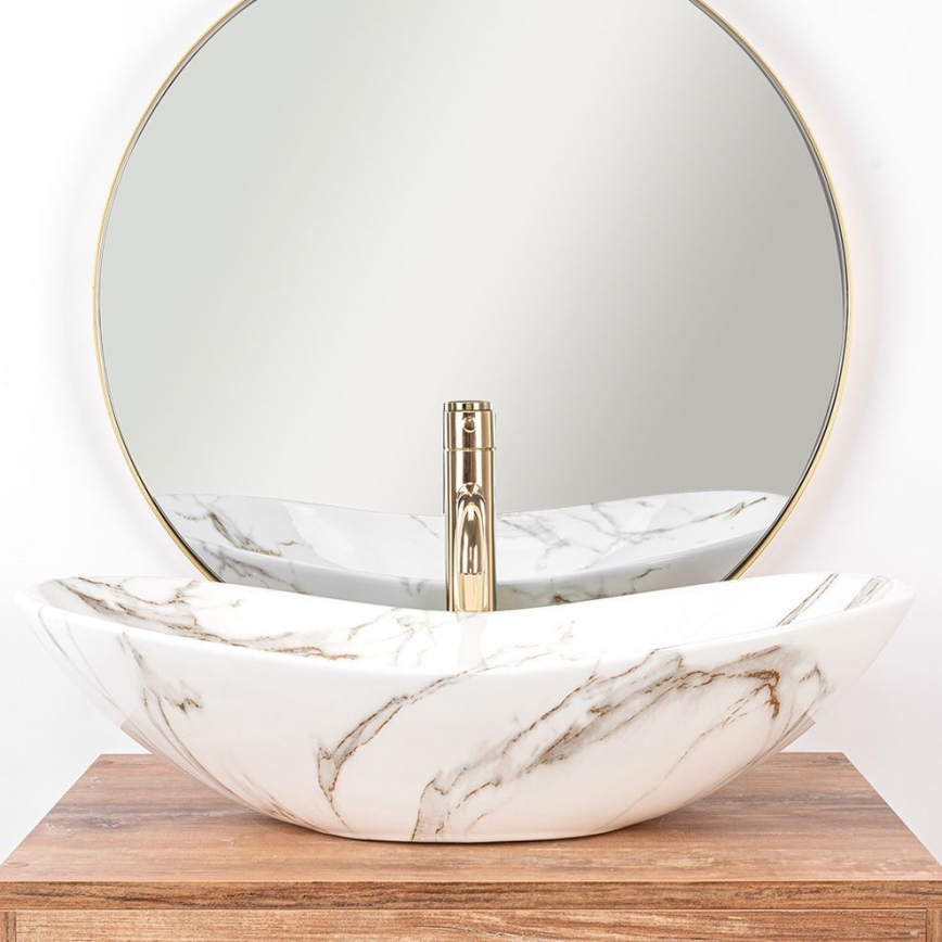 REA-U8597 - Umivaonik za ugradnju na radnu ploču ROYAL 36x62 cm keramika/dekor mramora