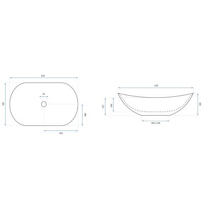 REA-U8597 - Umivaonik za ugradnju na radnu ploču ROYAL 36x62 cm keramika/dekor mramora