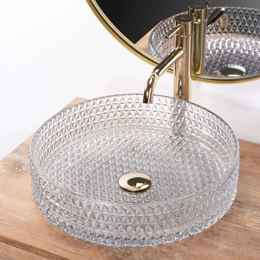 REA-U8881 - Umivaonik na ploču CRISTAL, promjer 39 cm, staklo/prozirno