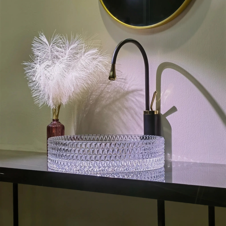 REA-U8881 - Umivaonik na ploču CRISTAL, promjer 39 cm, staklo/prozirno