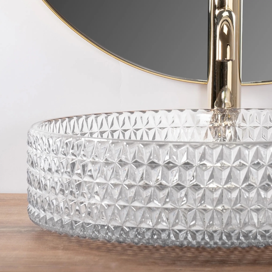 REA-U8881 - Umivaonik na ploču CRISTAL, promjer 39 cm, staklo/prozirno
