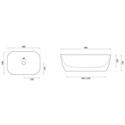 REA-U8908 - Nadpultni umivaonik BELINDA 33,5x46,5 cm keramika/crna/mramorni dekor