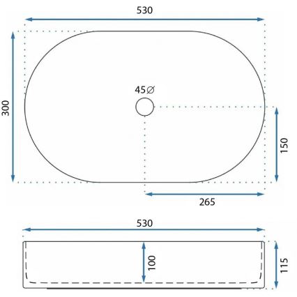 REA-U9108 - Umivaonik na ploču LAYLA 30x53 cm keramika/sjajna bijela