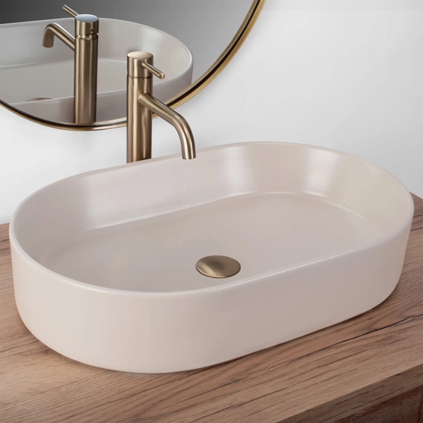 REA-U9661 - Umivaonik na ploču NADIA 38,5x61 cm keramika/bež