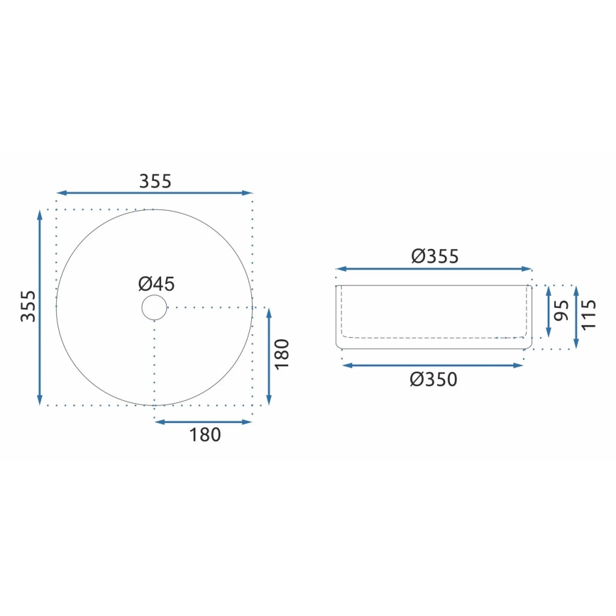 REA-U9670 - Nadgradni umivaonik CRISTAL 35,5 cm staklo/prozirno