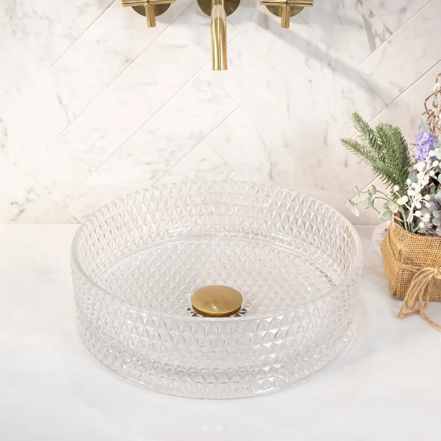 REA-U9670 - Umivaonik na ploču CRISTAL, promjer 35,5 cm, staklo/prozirno