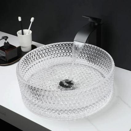 REA-U9670 - Umivaonik na ploču CRISTAL, promjer 35,5 cm, staklo/prozirno