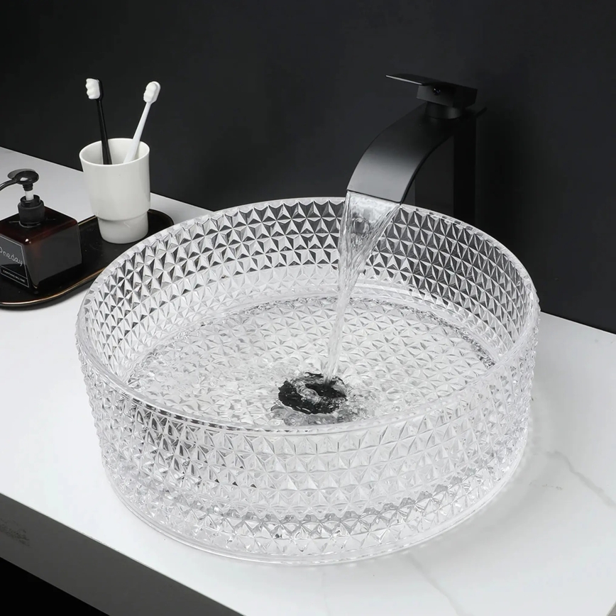 REA-U9670 - Umivaonik na ploču CRISTAL, promjer 35,5 cm, staklo/prozirno