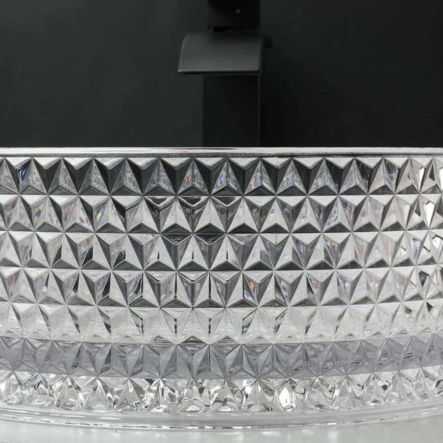 REA-U9670 - Umivaonik na ploču CRISTAL, promjer 35,5 cm, staklo/prozirno