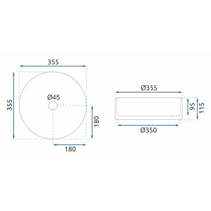 REA-U9670 - Umivaonik na ploču CRISTAL, promjer 35,5 cm, staklo/prozirno